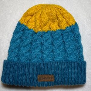 Scott Yellow and Blue Kids Cable Knit Beanie